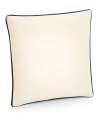 W355 Westford Mill Fairtrade Piped Cushion Cover Natural / French Navy colour image